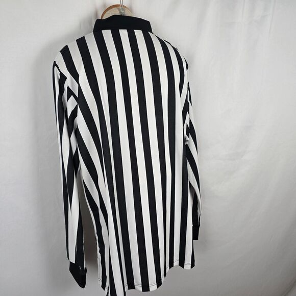 Cliff Keen Athletic Referee Shirt Men's XXL Black White Stripe Long Sleeve Zip - Picture 13 of 15